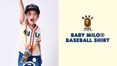 BAPE KIDS®(ベイプキッズ) “ BABY MILO® BASEBALL SHIRT ”が3/7(土)発売！